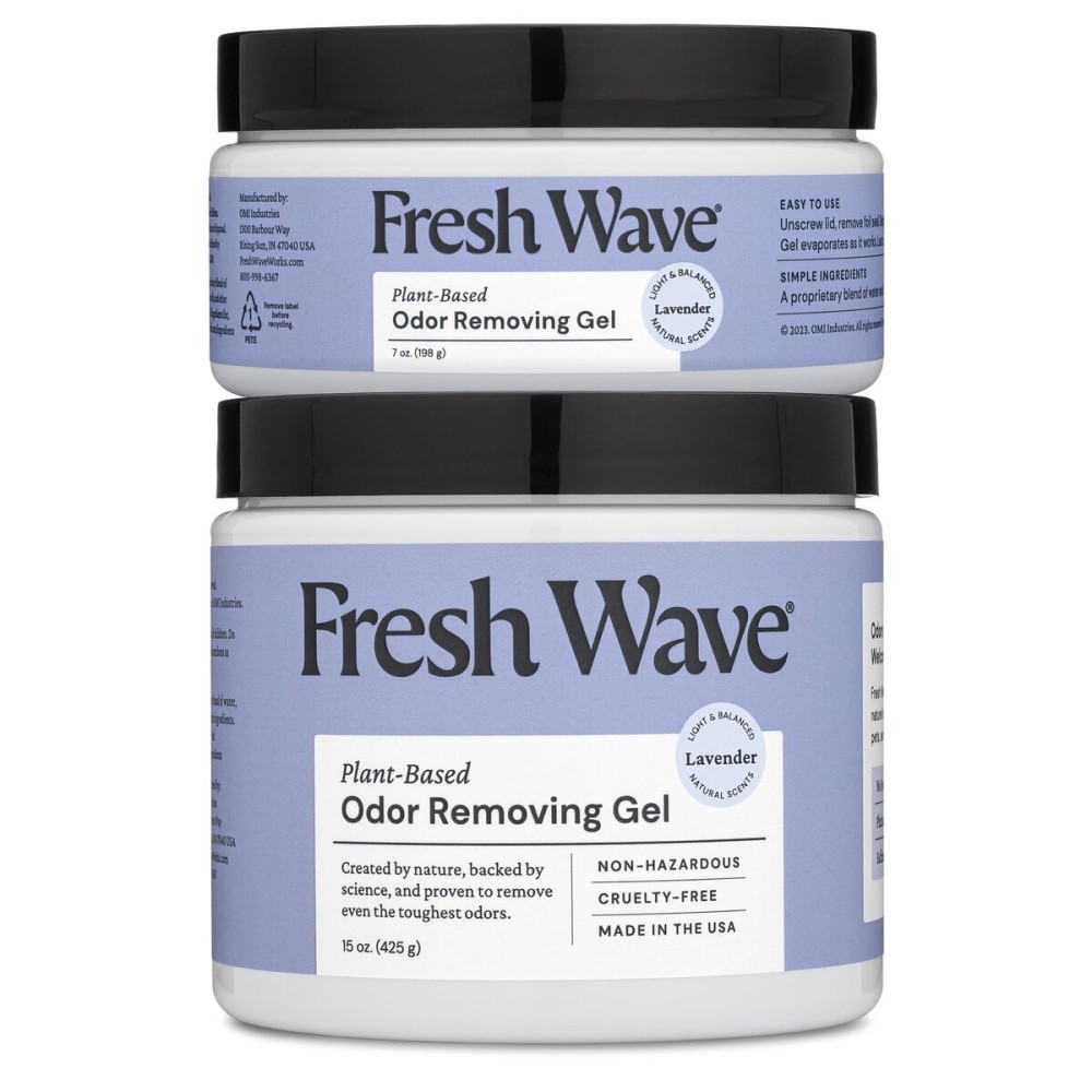 Fresh Wave Lavender Odor Removing Gel, 15 oz. & 7 oz.| Safer Odor Absorbers for Home | Natural Plant-Based Odor Eliminator | Every 7 oz. lasts 30-60 Days | For Cooking, Smoke, Trash & Pets