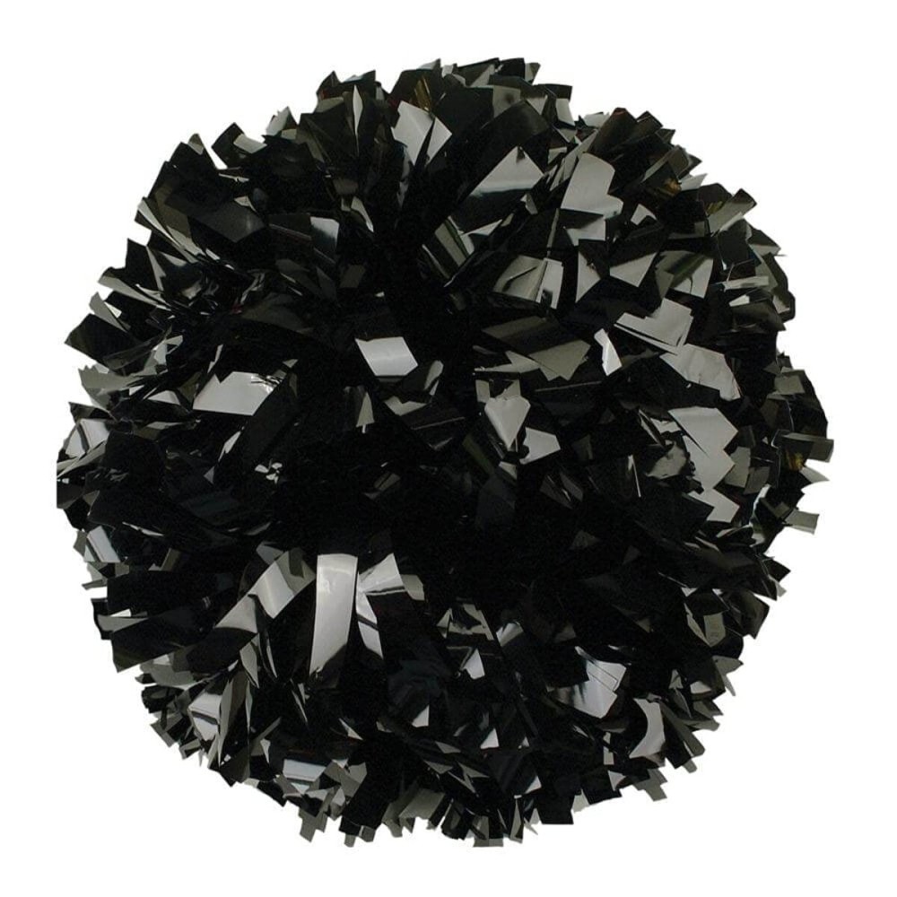 PUZINE 2pack 13 Cheerleading Pom Poms with New Handle for Team Spirit Sports Dance Cheering Kids Adults 100g (Black)