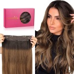 WENNALIFE Wire Hair Extensions (Increase 50% Lifespan) Real Human Hair 12 inch 70g Dark Brown to Chestnut Brown and Dirty Blonde Highlighted Remy Wire Hair Extensions Invisible Real
