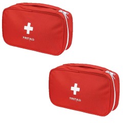 PenyaZo First Aid Bag - First Aid Kit Empty for Home Outdoor Travel Camping Hiking, Mini Empty Medical Storage Portable Pouch (2 Pieces Red Bag)