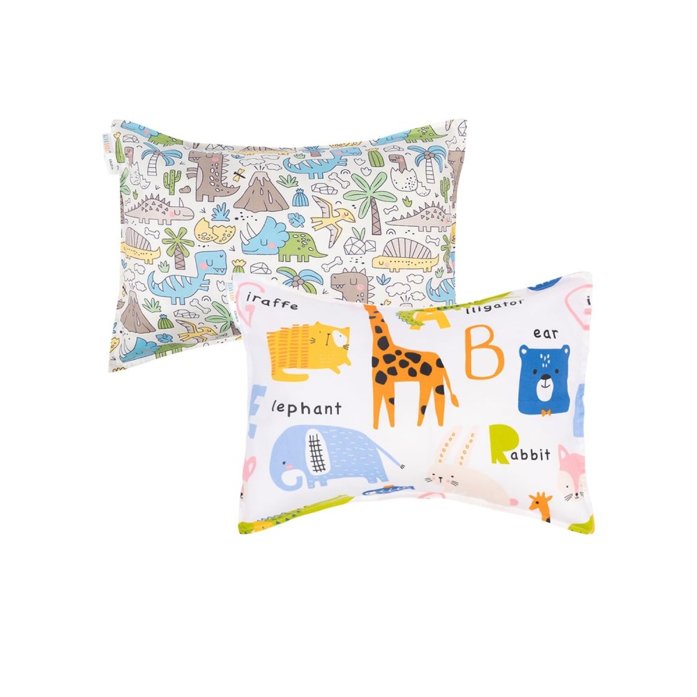 ALVABABY Toddler Pillowcases 2 Pack Organic Cotton Kids Pillow Cover Fit 13x 18 or 12x18 Envelope for Girl Boy Sleepy Travel