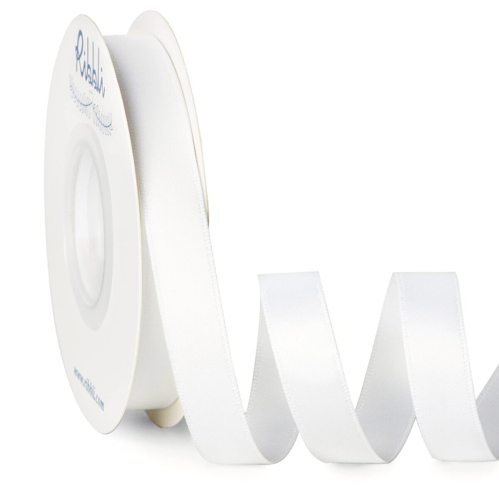 Ribbli Double Faced White Satin Ribbon,1/2 x Continuous 25 Yards,Use for Bows Bouquet,Gift Wrapping,Floral Arrangement