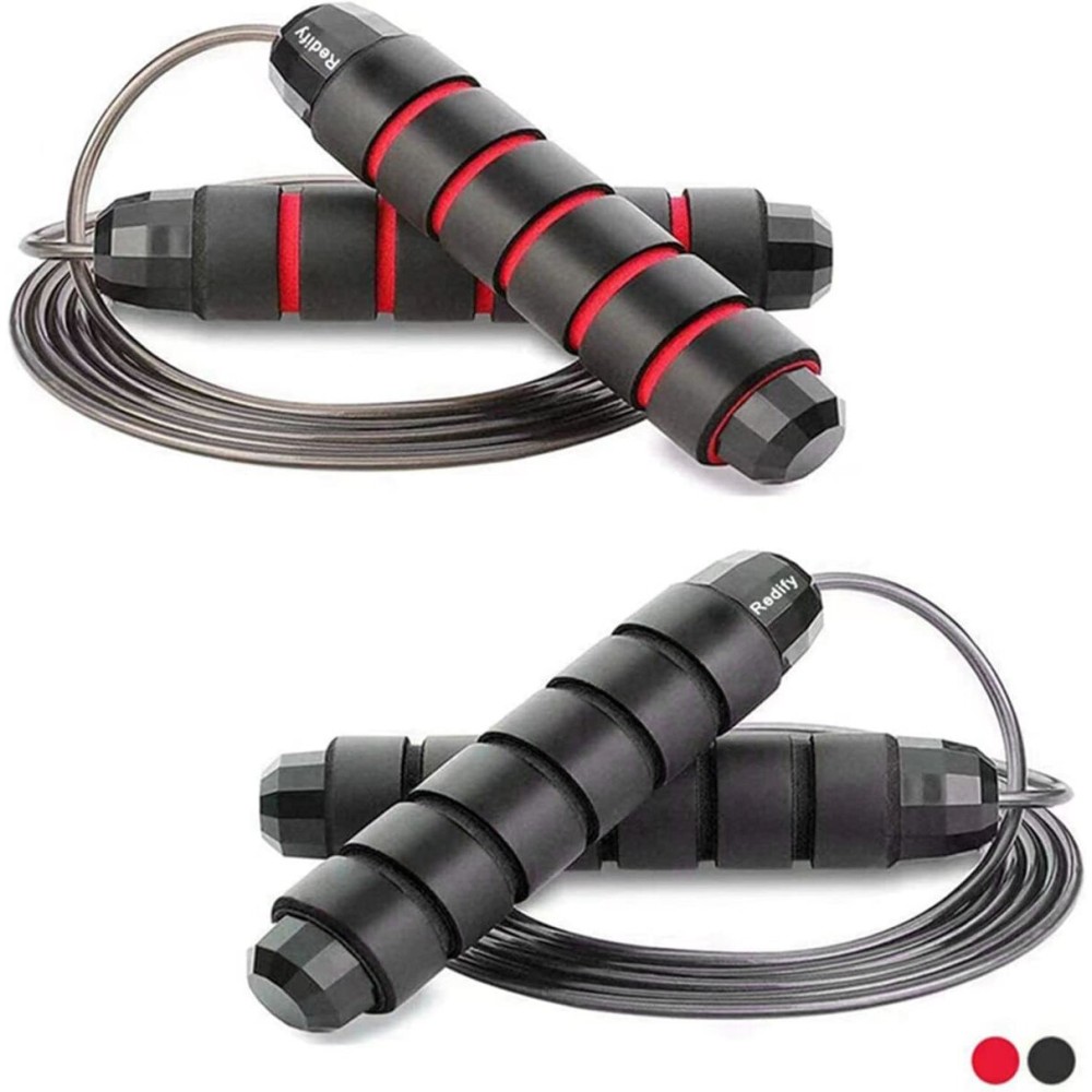 Redify Jump Rope,Jump Ropes for Fitness for Women Men and Kids,Speed Jumping Rope for Workout with Ball Bearings,Adjustable Skipping Rope for Exercise&Slim Body at Home School Gym (Red,Black)