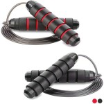 Redify Jump Rope,Jump Ropes for Fitness for Women Men and Kids,Speed Jumping Rope for Workout with Ball Bearings,Adjustable Skipping Rope for Exercise&Slim Body at Home School Gym (Red,Black)