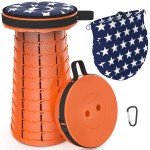 ALEVMOOM Portable Telescoping Collapsible Stool with Cushion & Bag, Retractable Folding Stool for Adults, Lightweight But Sturdy Capacity 440 lbs for Camping Fishing Hiking BBQ
