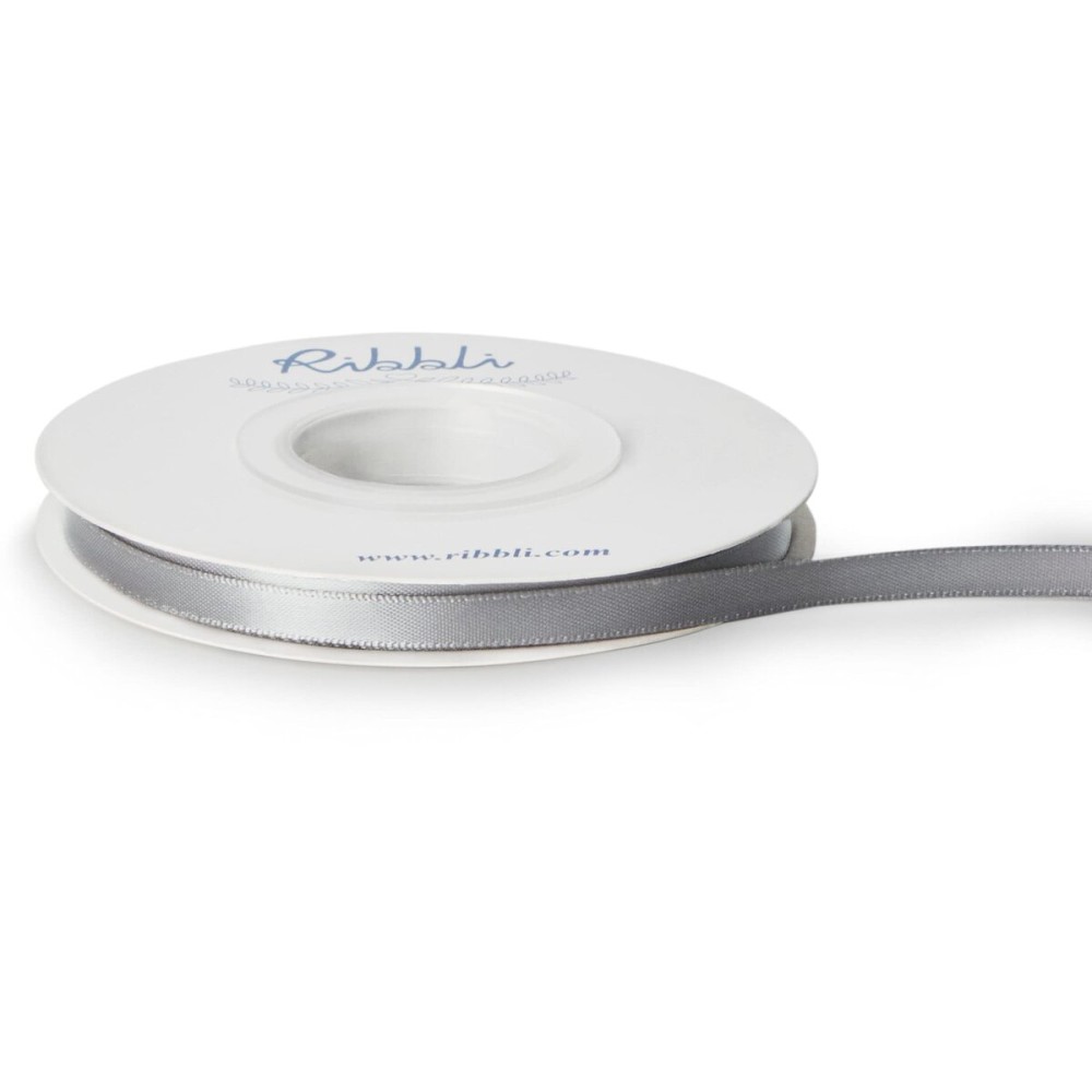 Ribbli Double Faced Silver Satin Ribbon,1/4 x Continuous 25 Yards,Use for Bows Bouquet,Gift Wrapping,Floral Arrangement