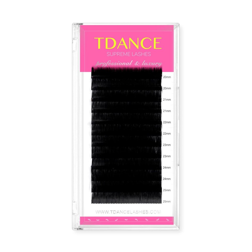 TDANCE Lash Extension Matte Black Eyelash Extension C CC D DD J B L Curl Volume & Classic Lash Extensions 0.03-0.18mm Thickness Professional Salon Use(0.03-DD,20-25 mm)