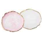 JASSINS Resin Nail Art Palette,Nail Art Painting Mixed Color Palette Gold Edge Nail Gel Color Makeup Display Board (Pink+White)