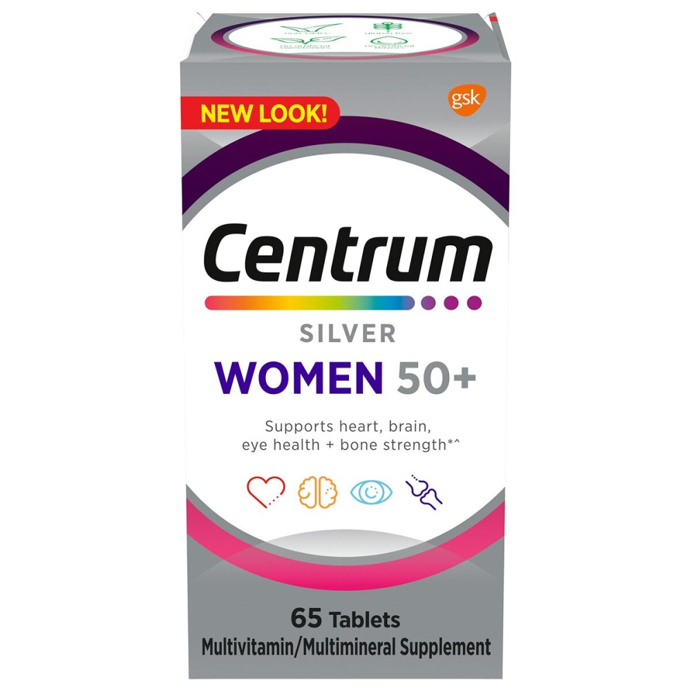 Centrum Silver Women\'s Multivitamin for Women 50 Plus, Multivitamin/Multimineral Supplement with Vitamin D3, B Vitamins, Non-GMO Ingredients, Supports memory and cognition in older adults - 65 Ct