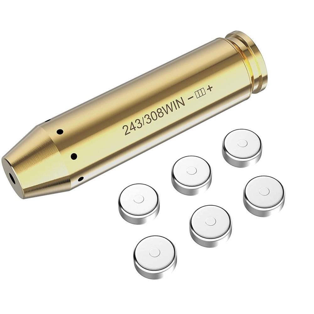 Tipfun .243 .308 Bore Sight Red Laser Boresighter 308 243 Laser Boresight with 2 Sets of Batteries