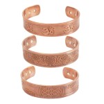 Touchstone copper bracelets | gift for men women |adjustable 100% pure solid real magnetic jewelry | handmade bracelet set combo | rope braided tibetan bangles. Set of 3 different designs