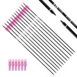 TIGER ARCHERY 30Inch Carbon Arrow Practice Hunting Arrows with Removable Tips for Compound & Recurve Bow(Pack of 12) (Pink White)
