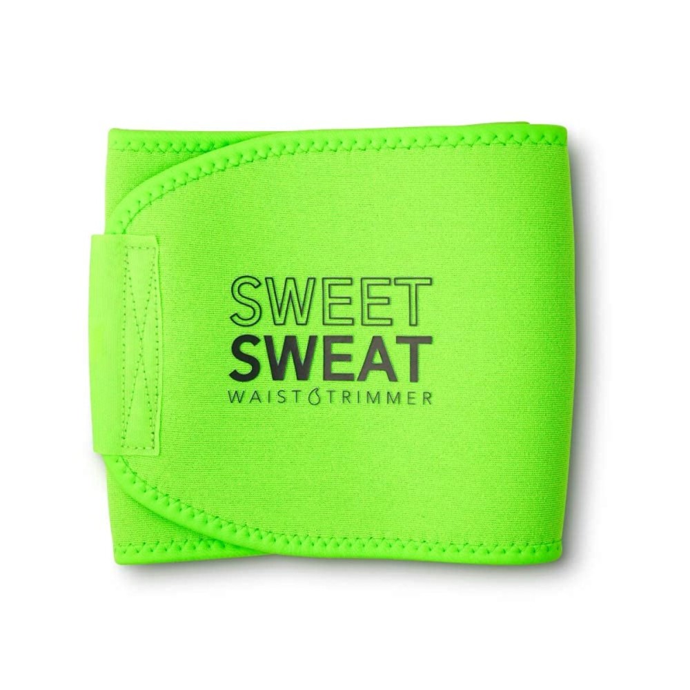 Sports Research Sweet Sweat Waist Trimmer (Core Series) - Premium Sweat Enhancing Fitness Band for Women & Men - Neon Green, Small