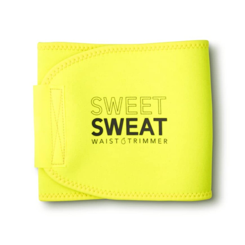 Sports Research Sweet Sweat Waist Trimmer (Core Series) - Premium Sweat Enhancing Fitness Band for Women & Men - Neon Yellow, Large