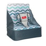 Nuby Easy Go Booster Seat - Travel Booster Seat for Babies and Toddlers - Holds Up to 35 Pounds - 9+ Months - Gray Chevron