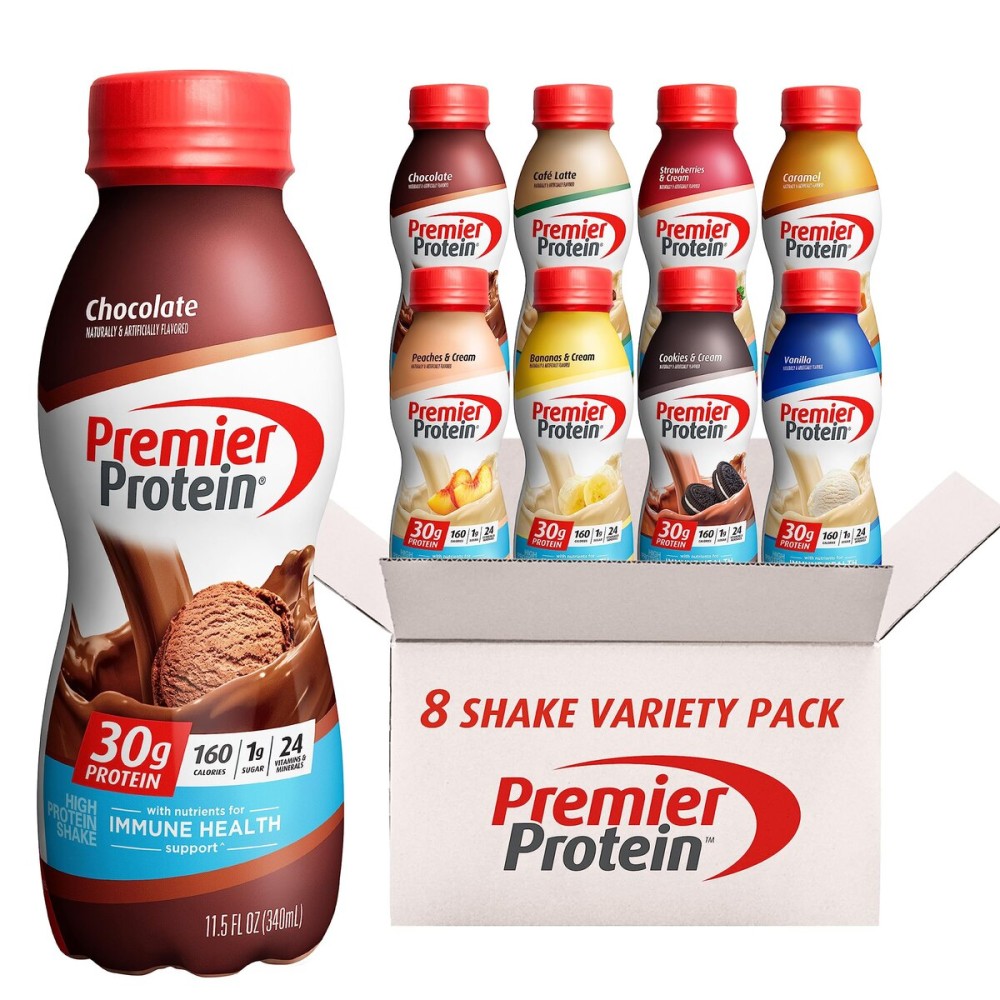 Premier Protein Shake, 8 Flavor Variety Pack, 30g Protein, No Added Sugar, 24 Vitamins & Minerals to Support Immune Health, 11 fl oz, 8 Pack (Packaging May Vary)