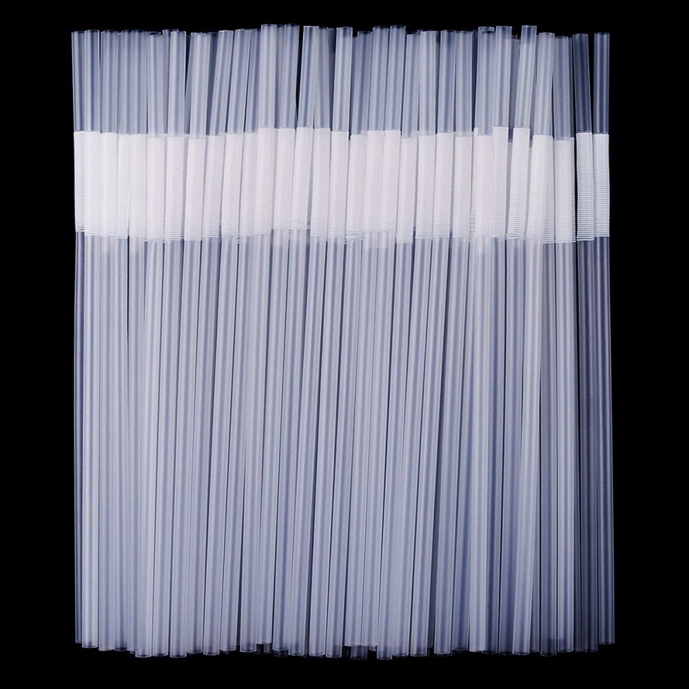 Zmaxqii 300 Pcs Clear Flexible Plastic Straws, BPA-Free Disposable Bendy Straws, 10.2 Long and 0.23\'\' Diameter