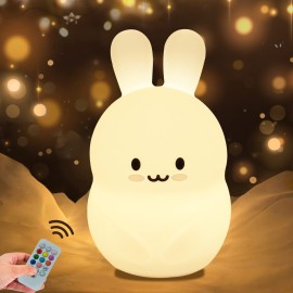 WHA&DARREN Night Light for Kids, Bunny Night Light, Silicone Nursery Light for Baby and Toddler, Animal Night Lights for Girls and Boys, Cute Lamps for Bedroom