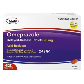 Camber Omeprazole 20mg Delayed-Release Tablets, Heartburn and Acid Reducer Reflux Medicine (42 Count)