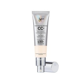 IT Cosmetics CC+ Cream (Fair Porcelain) - Natural Full Coverage Foundation With SPF 50+, Color Corrector & Anti-Aging Hydrating Serum, Hyaluronic Acid + Peptides, Lightweight - 1.08 fl oz