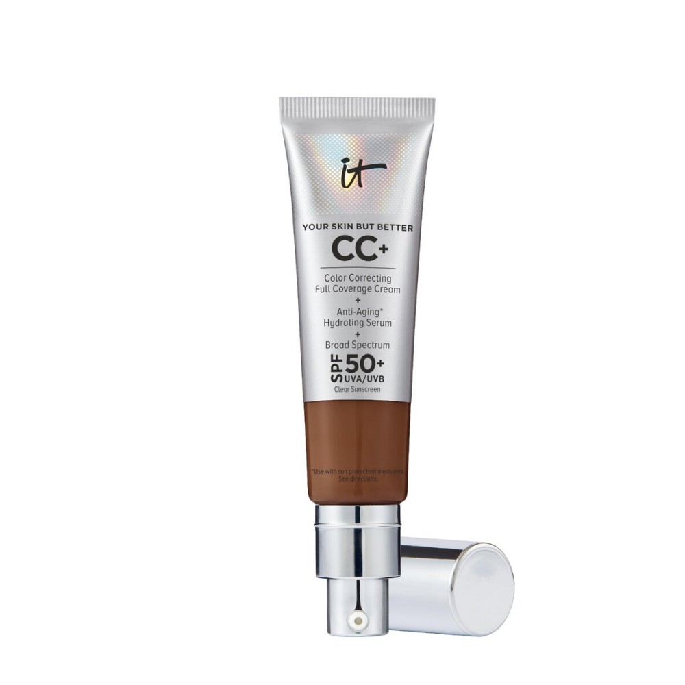IT Cosmetics CC+ Cream (Neutral Deep) - Natural Full Coverage Foundation With SPF 50+, Color Corrector & Anti-Aging Hydrating Serum, Hyaluronic Acid + Peptides, Lightweight - 1.08 fl oz