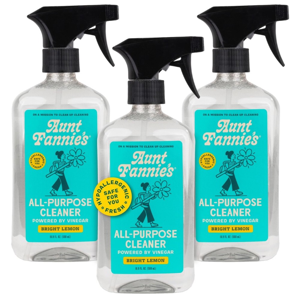 Aunt Fannie\'s All Purpose Household Cleaner, Multi-surface Spray, Powered by Vinegar for Kitchen, Bath, Windows and Countertops, Lemon Scent (Pack of 3)