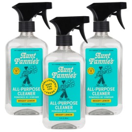 Aunt Fannie\'s All Purpose Household Cleaner, Multi-surface Spray, Powered by Vinegar for Kitchen, Bath, Windows and Countertops, Lemon Scent (Pack of 3)