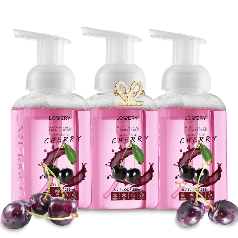 LOVERY Foaming Hand Soap-Packof 3-Moisturizing Hand Soap with AloeVera & Essential Oils-Alcohol-Free Hand Wash in Honey Almond, PomegranatePeach, Lavender Jasmine Scent-Free Bracelet