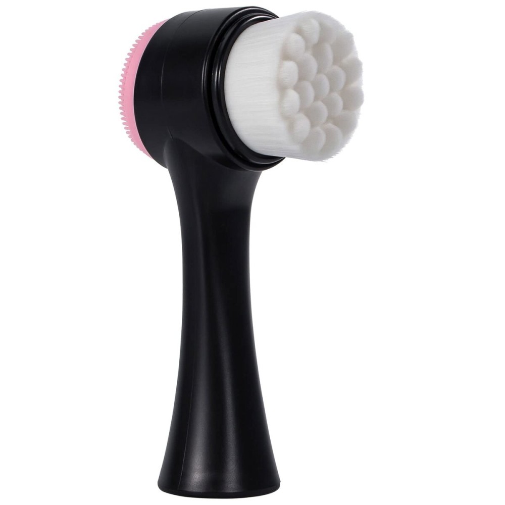 Beomeen Face Brush 2 in 1, Facial Cleansing Exfoliating Scrubber Brush, Silicone Double Side Face Wash Scrub Brush with Super Soft Bristles for Deep Pore Cleansing, Massaging, Skincare Makeup Removal