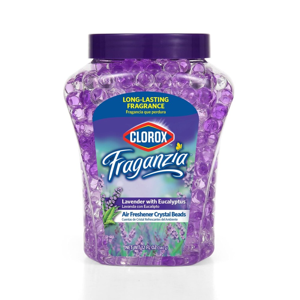 Clorox Fraganzia Crystal Beads Air Freshener in Lavender with Eucalyptus Scent - Long-Lasting Room Deodorizer - Odor Eliminator Gel Beads to Freshen Home, Car, or Office, 12 Fl Oz
