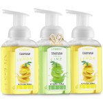 Foaming Hand Soap - Pack of 3 - Moisturizing Hand Soap with Aloe Vera & Essential Oils - - Alcohol-Free Hand Wash in Fresh Lemon, Lemon Lime, Basil Lemon Scent - Scented Hand Wash for Kitchen or Bathroom - Free Flawless Crystal Bracelet