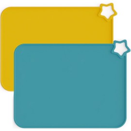 Moonkie Silicone Placemats for Baby & Kid, Stain-Proof Non-Slip Toddler Food Mats Eating Table Mat with 2 Packs