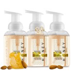 Valentines Foaming Hand Soap, 26.25 fl oz - 3-Pack Scented Hand Wash for Kitchen, Bathroom, Alcohol-Free, Moisturizing Hand Soap with Aloe and Essential Oils in Honey Almond Scent - Free Bracelet