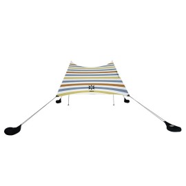 Neso Grande Portable Beach Tent Sun Shelter - Lightweight Beach Shade Canopy - Easy Setup for Family Outings - Patented Reinforced Corners - UPF 50+ - 7ft Tall, 9 x 9ft - Vintage Stripes