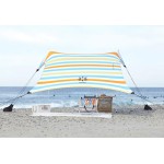 Neso Portable Beach Tent Sun Shelter with Sand Anchor - Lightweight Beach Shade Canopy - Easy Setup for Family Outings - Patented Reinforced Corners - UPF 50+ - 7 x 7ft - Vintage Stripes