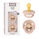 BIBS Pacifiers Colour Collection | Natural Rubber Baby Pacifier | Set of 2 BPA-Free Soothers | Made in Denmark | 0+ Months (Pack of 2) | Blush