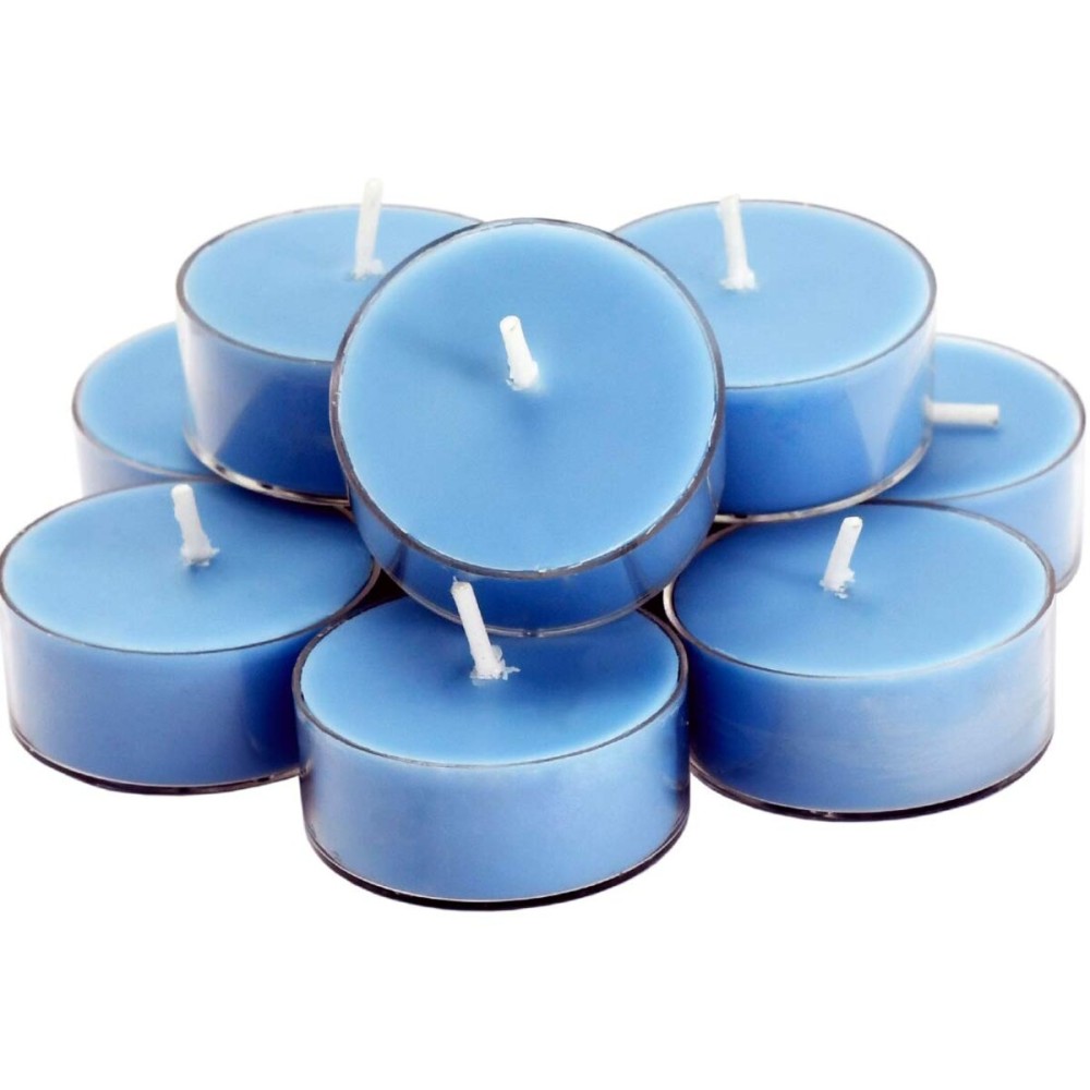 DEYBBY SoyWax Scented Tealight, 12 Pack Natural Fragrance Long Lasting Clear Cup Aromatherapy Candle Set, Smokeless& Long Lasting|for Gfit, Anniversary, Resturant|Ocean Breeze