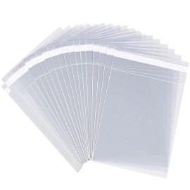 LEOSINDA Self Sealing Cellophane Bags,6x9 Inches 200 Pcs Clear Cookie Bags Resealable Cellophane Bag Resealable Cellophane Bag for A7 A8 A9 Cards & Envelopes, Bakery, Cookies, Treats,Candy