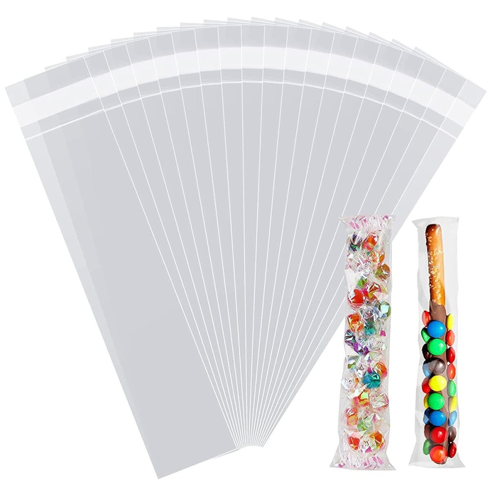 LEOSINDA Self Sealing Cellophane Bags 2x10 Inches Clear Resealable Cellophane Pretzel Rod Bags,for Bakery, Cookies, Gifts,Treats and Gift Wrapping