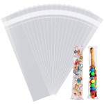 LEOSINDA Self Sealing Cellophane Bags 2x10 Inches Clear Resealable Cellophane Pretzel Rod Bags,for Bakery, Cookies, Gifts,Treats and Gift Wrapping
