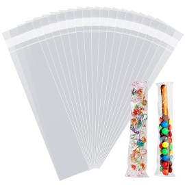 LEOSINDA Self Sealing Cellophane Bags 2x10 Inches Clear Resealable Cellophane Pretzel Rod Bags,for Bakery, Cookies, Gifts,Treats and Gift Wrapping