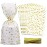 COQOFA 100 Pcs Star Printed 5X 11 Gift Wrap Cello Cellophane Treat Bags Party Favor bags Clear Candy Cookie Bags Plastic Poly Goodie Storage Bags with Twist Ties for Bakery,Birthday, Wedding ,Party Decorations (Gold)