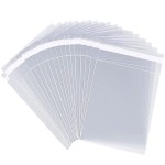 LEOSINDA 100 Pcs 5 X 7 Clear Resealable Cellophane Bags - Cello Poly Bags for Cookies, Candy, Prints, Photos, A2 A4 A6 Cards & Envelopes - Self Seal