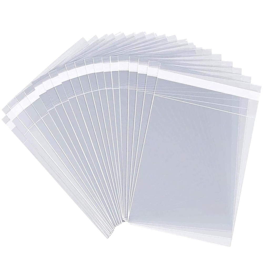 LEOSINDA 8 x 12 Self Sealing Cellophane Bags50 Pcs Clear Resealable Cellophane Bags Self Adhesive for Party Favors, T Shirts, Party Favors, Gift, Small Business, Packaging Clothing