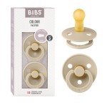 BIBS Pacifiers Colour Collection | Natural Rubber Baby Pacifier | Round Nipple | Set of 2 BPA-Free Soothers | Made in Denmark | 6+ Months (Pack of 2) | Vanilla