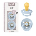 Bibs Pacifiers | Natural Rubber Baby Pacifier | Set of 2 BPA-Free Soothers | Made in Denmark | Baby Blue | Size 0-6 Months