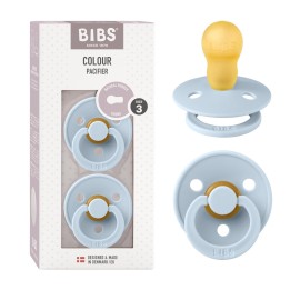 Bibs Pacifiers | Natural Rubber Baby Pacifier | Set of 2 BPA-Free Soothers | Made in Denmark | Baby Blue | Size 0-6 Months