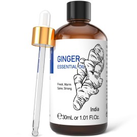 HIQILI 1 Fl Oz Ginger Oil, 100% Pure Natural Ginger Essential Oil for Hair, Massage, Skin - 30ml
