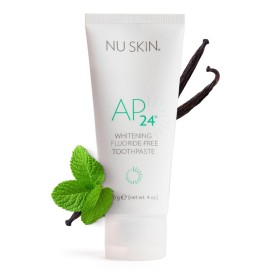 Nu Skin AP 24 Whitening Fluoride - Free Toothpaste | AP 24 Blend | Vanilla Mint Flavor | Brightens Teeth | Removes Surface Stains | Prevents Dental Cavities & Plaque | Enamel-Safe | 4 oz | 1 Pack