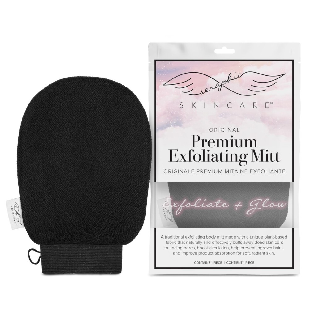 Seraphic Skincare (Original) Premium Exfoliating Mitt for Body (1pc) - 100% Vegan Viscose Traditional Body Scrub Glove Kessa Korean Washcloth - Body Exfoliator for Self-Tan Removal & Keratosis Pilaris
